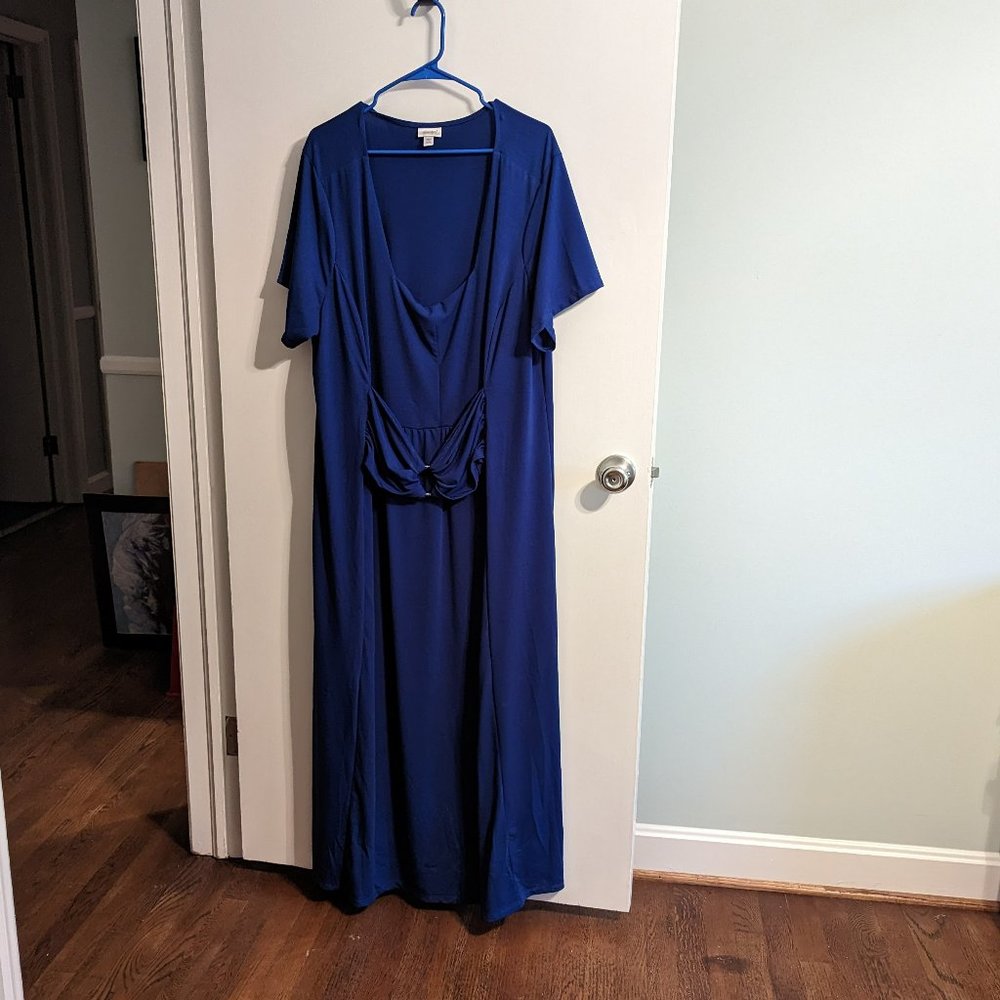 Beautiful Blue Maxi Dress with Waist Detail by Avenue Size 30/32